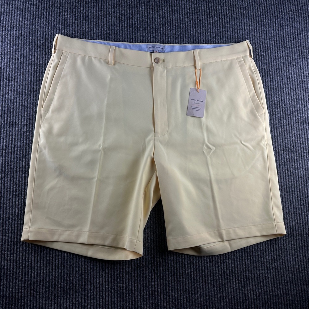Peter Millar Crown Sport Mens Yellow Performance Golf Shorts MS24EB82 Size 40